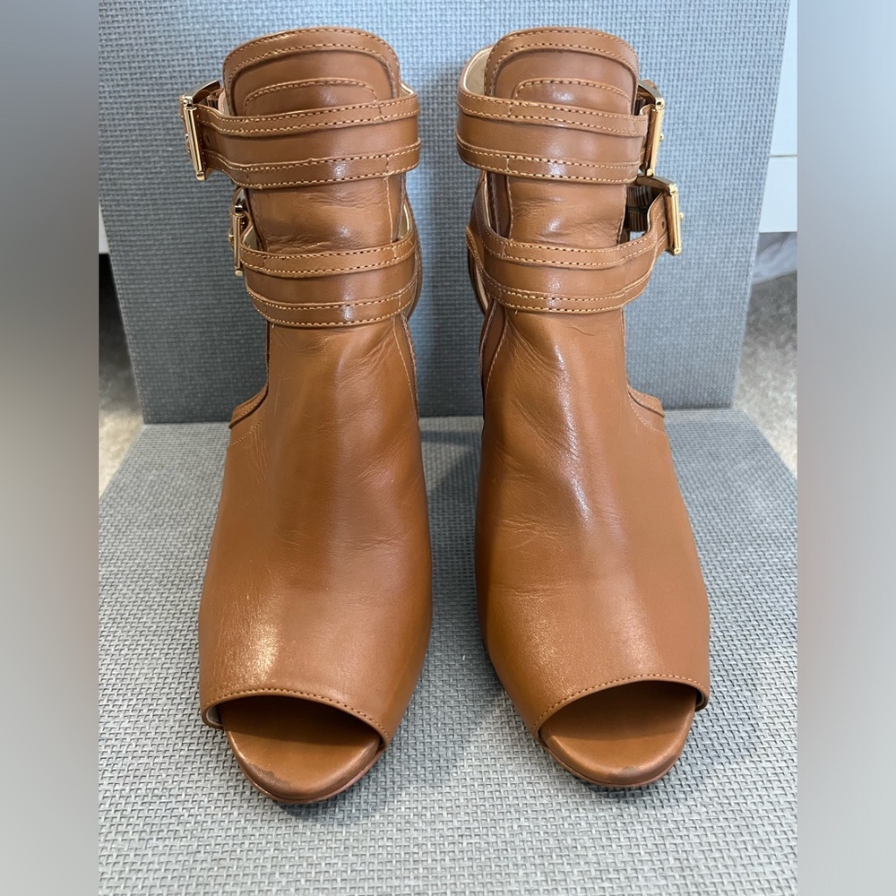 Michael Kors Blaze Peep Toe Bootie in Cognac